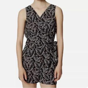 LOFT Petite Palm Tie Waist Romper
